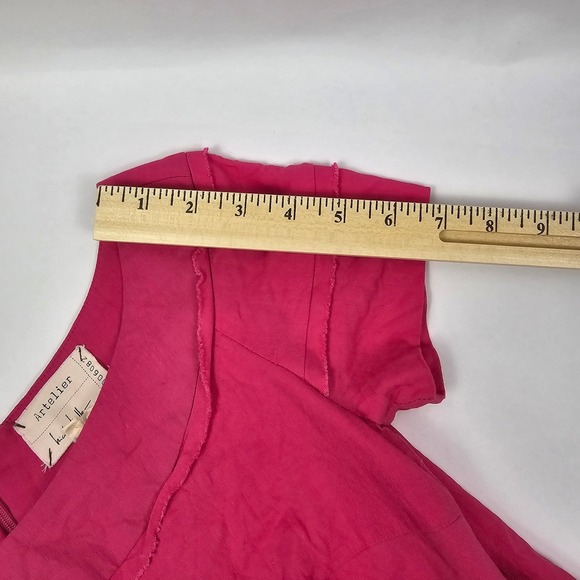 Artelier Nicole Miller Dress Size 4 Hot Pink Sleeveless Tiered Ruffle Trim Boho - Picture 9 of 11